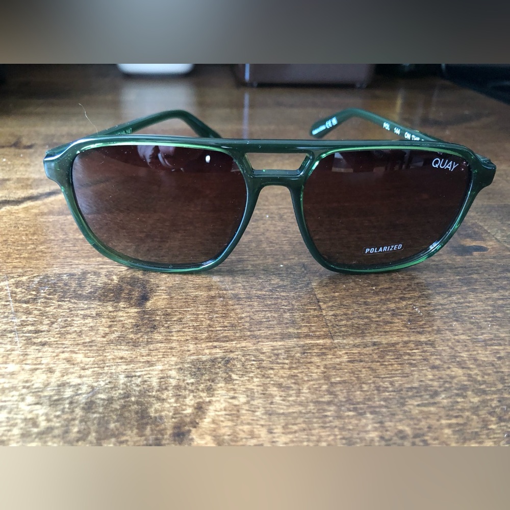 Quay On the Fly green aviator sunglasses